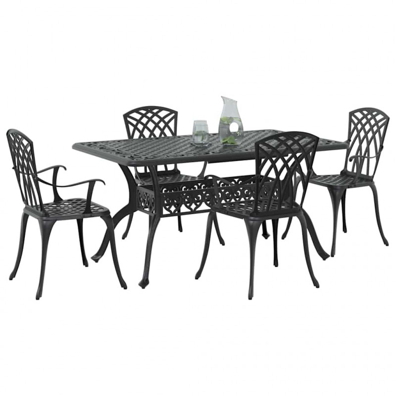 Zestaw do jadalni w ogrodzie 5 pcs Czarny Aluminium