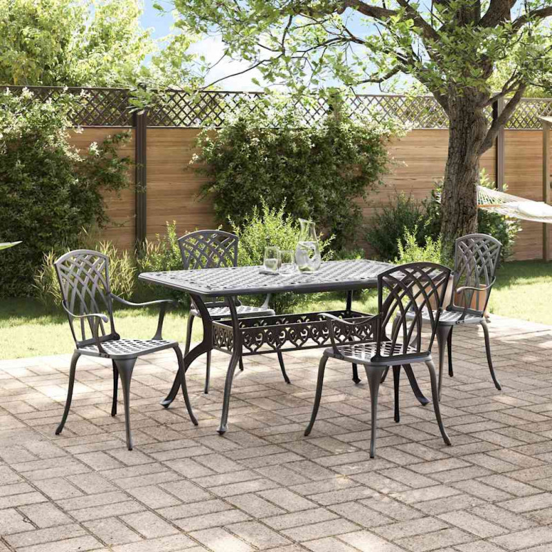 Zestaw do jadalni w ogrodzie 5 pcs Czarny Aluminium