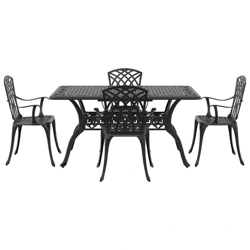 Zestaw do jadalni w ogrodzie 5 pcs Czarny Aluminium