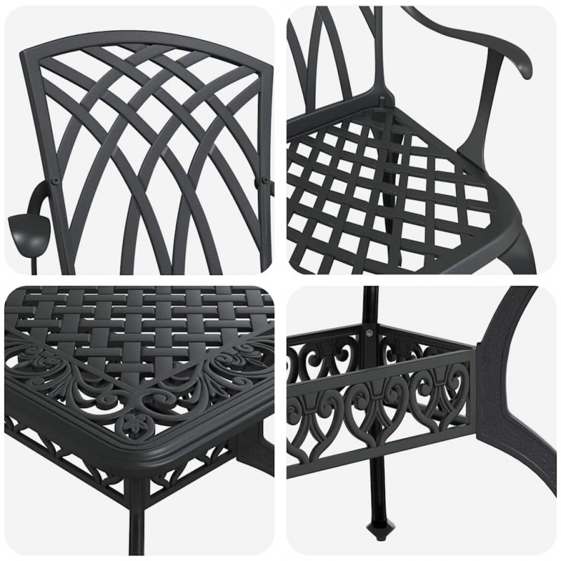 Zestaw do jadalni w ogrodzie 5 pcs Czarny Aluminium