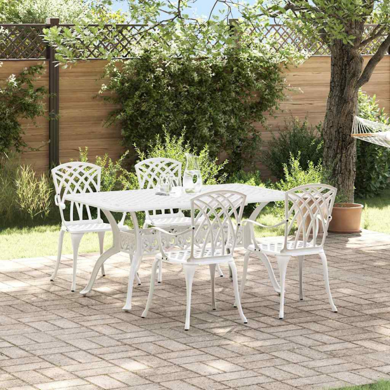 Zestaw do jadalni w ogrodzie 5 pcs Biały Aluminium
