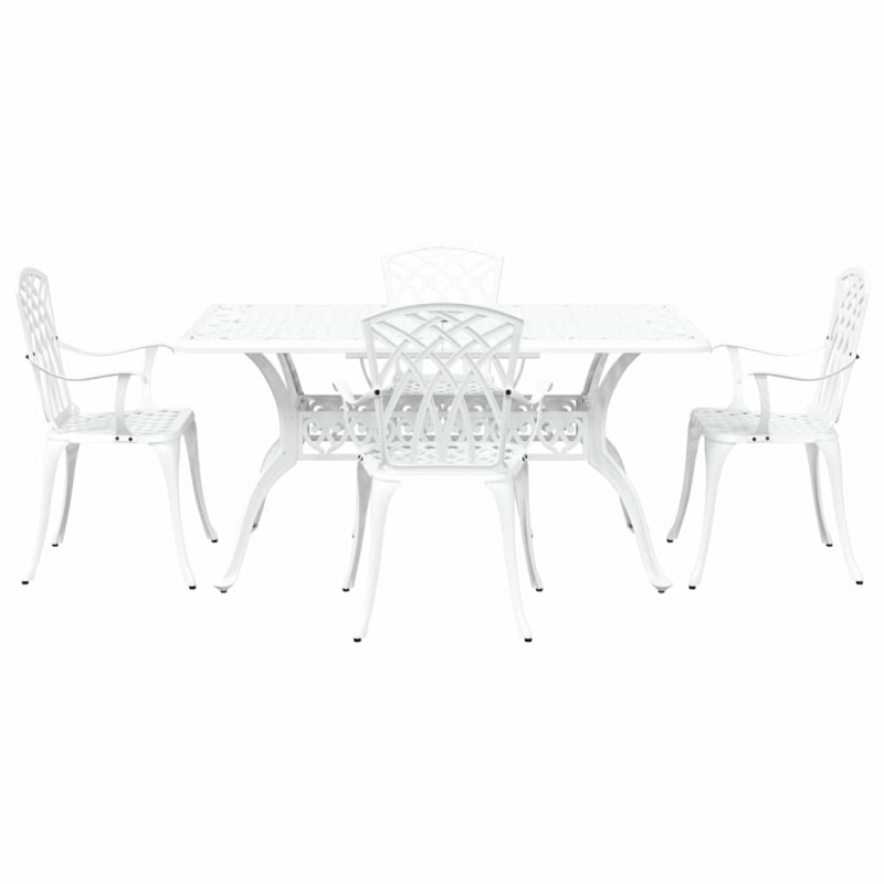 Zestaw do jadalni w ogrodzie 5 pcs Biały Aluminium