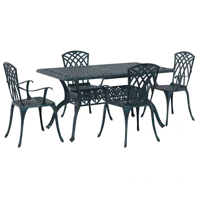 Zestaw do jadalni w ogrodzie 5 pcs Zielony Aluminium