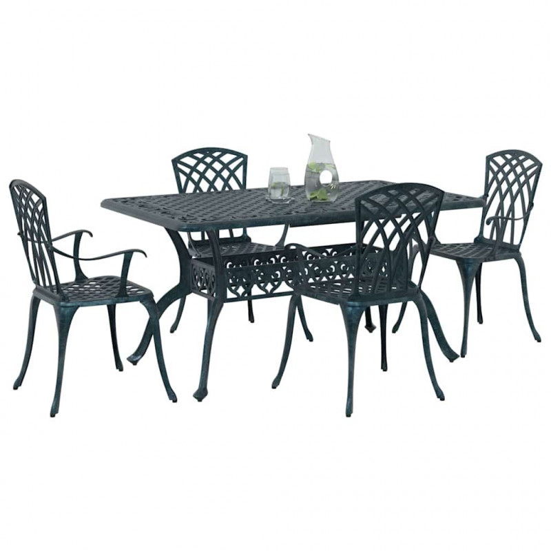 Zestaw do jadalni w ogrodzie 5 pcs Zielony Aluminium