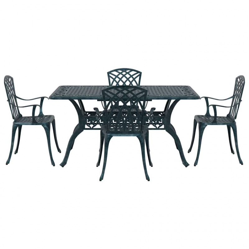 Zestaw do jadalni w ogrodzie 5 pcs Zielony Aluminium