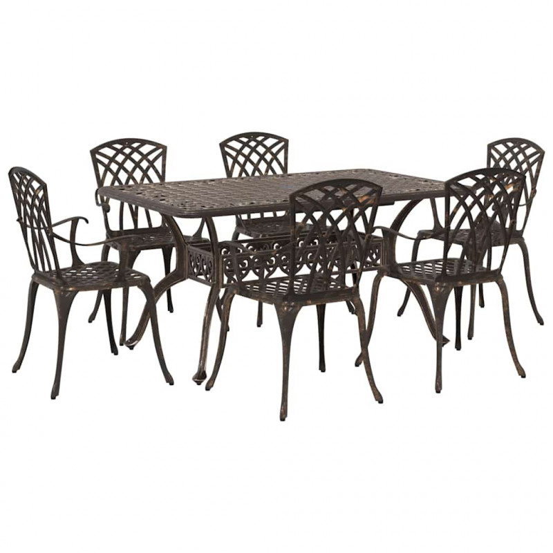 Zestaw do jadalni w ogrodzie 7 pcs kolor bronzu Aluminium