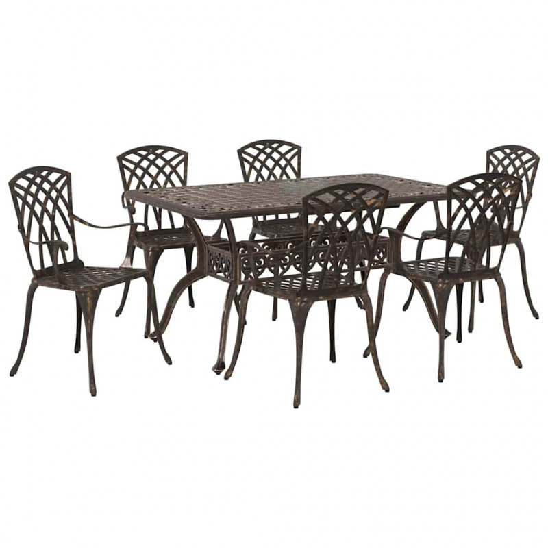 Zestaw do jadalni w ogrodzie 7 pcs kolor bronzu Aluminium