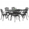 Zestaw do jadalni w ogrodzie 7 pcs Czarny Aluminium