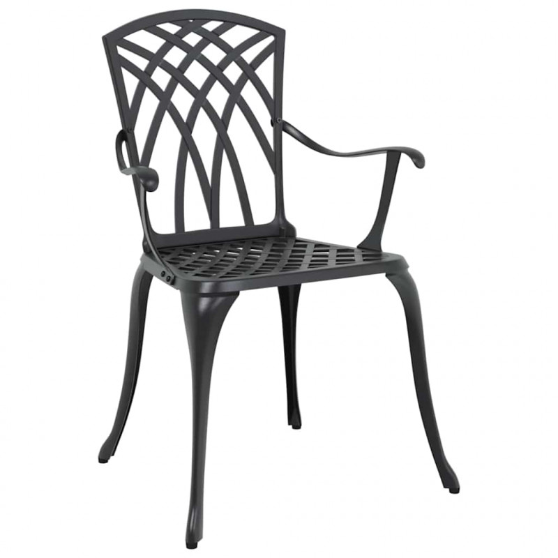 Zestaw do jadalni w ogrodzie 7 pcs Czarny Aluminium