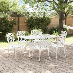 Zestaw do jadalni w ogrodzie 7 pcs Biały Aluminium