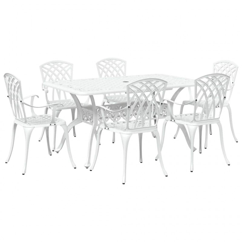 Zestaw do jadalni w ogrodzie 7 pcs Biały Aluminium