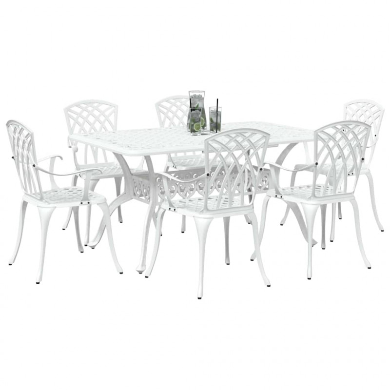 Zestaw do jadalni w ogrodzie 7 pcs Biały Aluminium