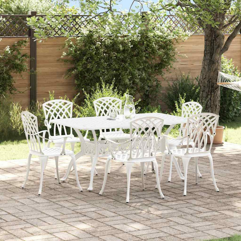 Zestaw do jadalni w ogrodzie 7 pcs Biały Aluminium