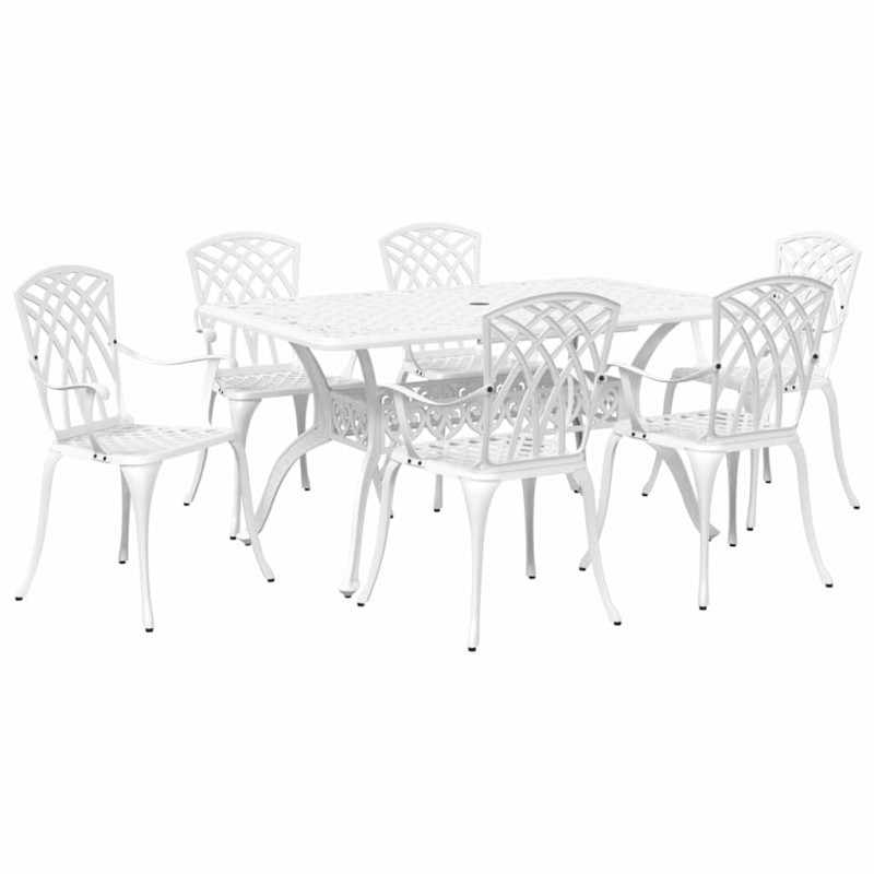 Zestaw do jadalni w ogrodzie 7 pcs Biały Aluminium