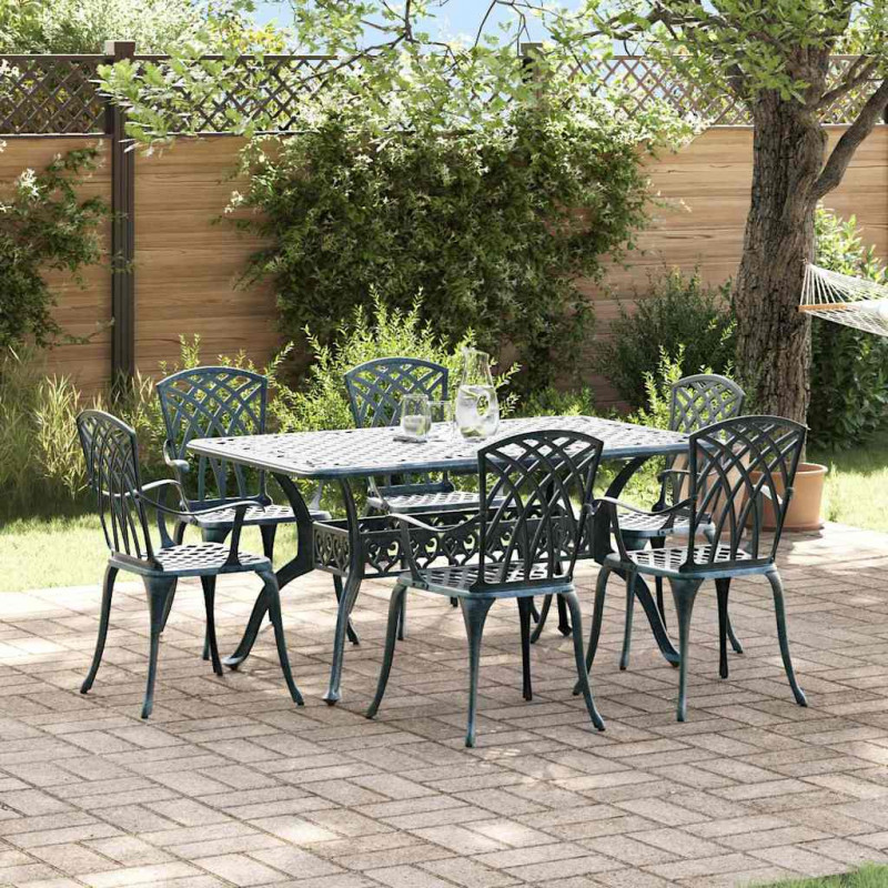 Zestaw do jadalni w ogrodzie 7 pcs Zielony Aluminium