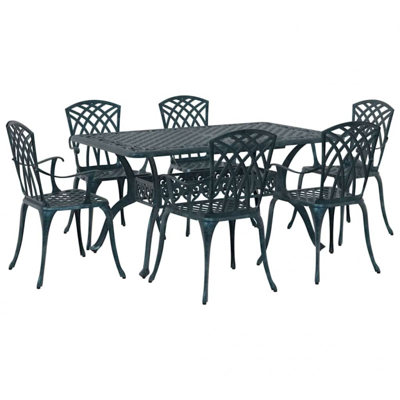 Zestaw do jadalni w ogrodzie 7 pcs Zielony Aluminium