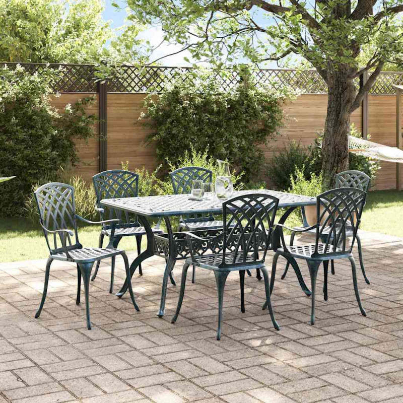 Zestaw do jadalni w ogrodzie 7 pcs Zielony Aluminium