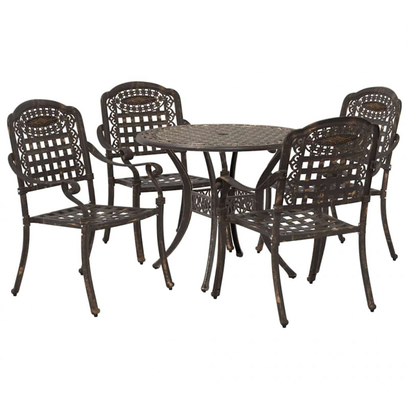 Zestaw do jadalni w ogrodzie 5 pcs kolor bronzu Aluminium