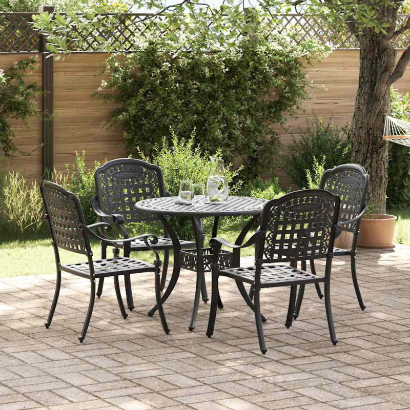Zestaw do jadalni w ogrodzie 5 pcs Czarny Aluminium