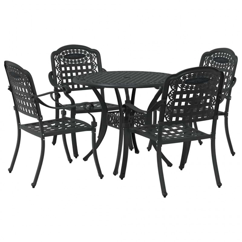 Zestaw do jadalni w ogrodzie 5 pcs Czarny Aluminium