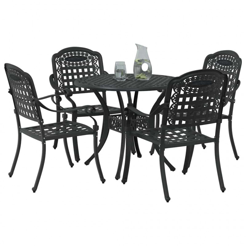 Zestaw do jadalni w ogrodzie 5 pcs Czarny Aluminium