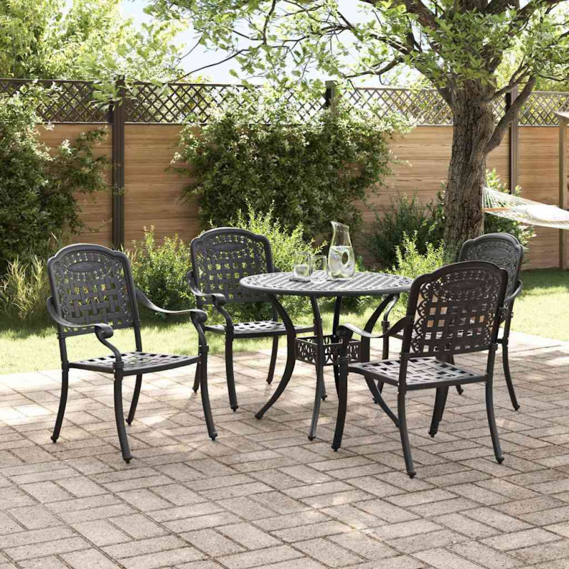 Zestaw do jadalni w ogrodzie 5 pcs Czarny Aluminium