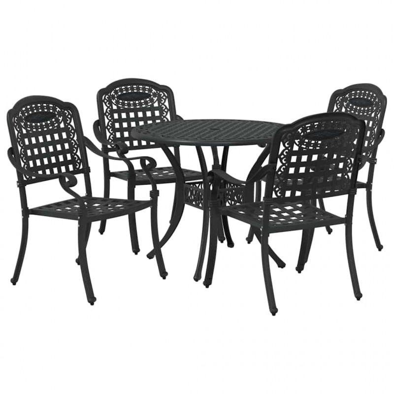 Zestaw do jadalni w ogrodzie 5 pcs Czarny Aluminium