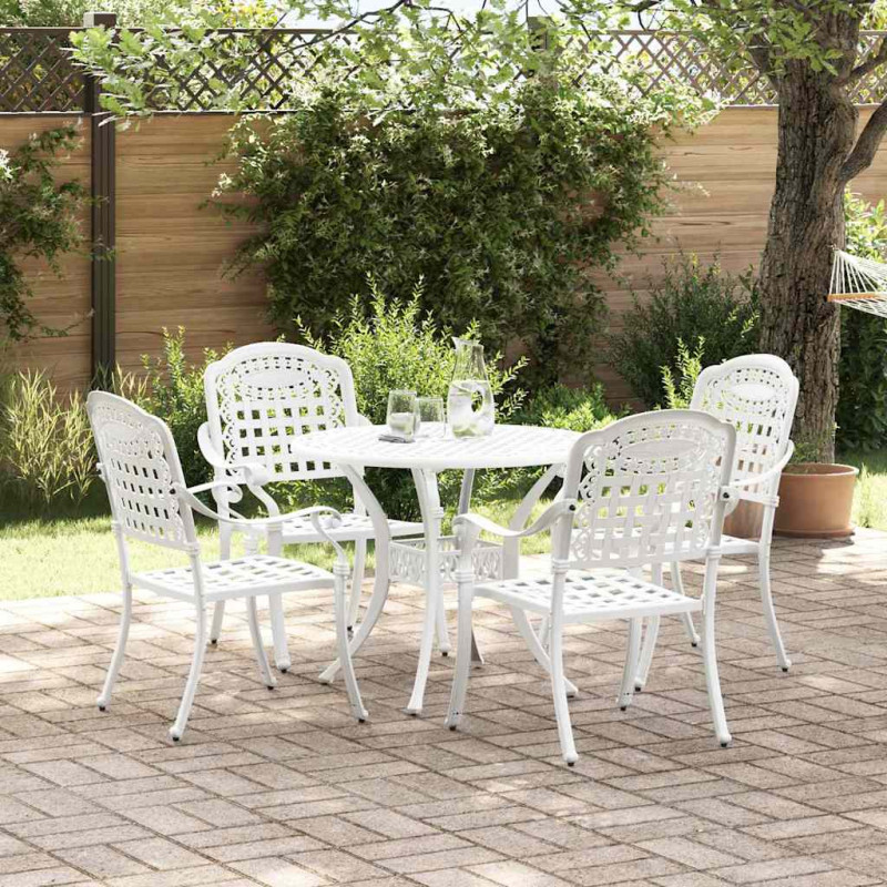 Zestaw do jadalni w ogrodzie 5 pcs Biały Aluminium