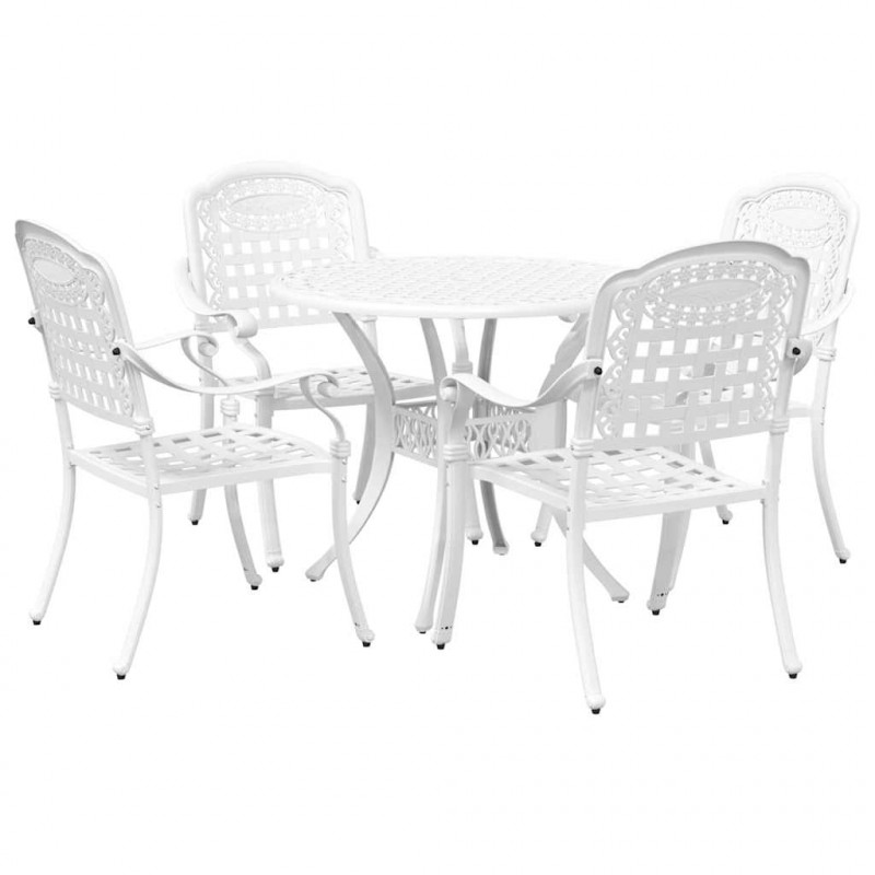 Zestaw do jadalni w ogrodzie 5 pcs Biały Aluminium
