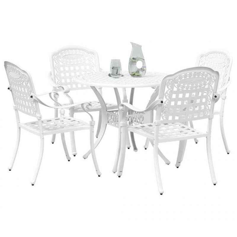 Zestaw do jadalni w ogrodzie 5 pcs Biały Aluminium