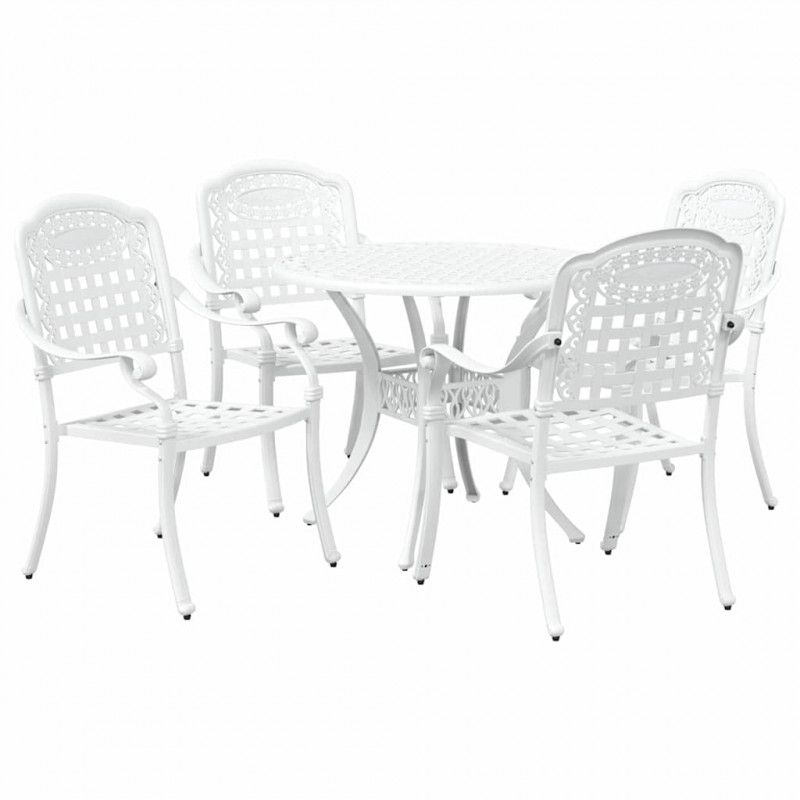 Zestaw do jadalni w ogrodzie 5 pcs Biały Aluminium