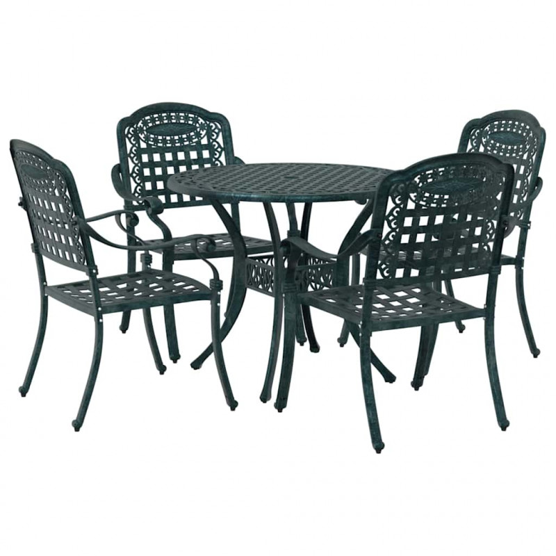 Zestaw do jadalni w ogrodzie 5 pcs Zielony Aluminium