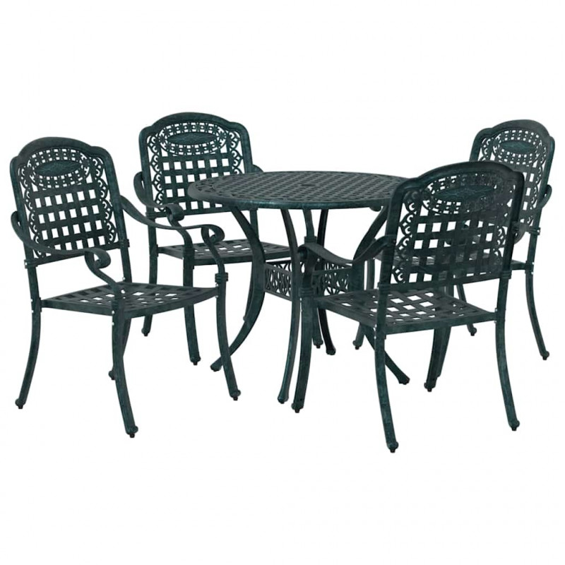 Zestaw do jadalni w ogrodzie 5 pcs Zielony Aluminium