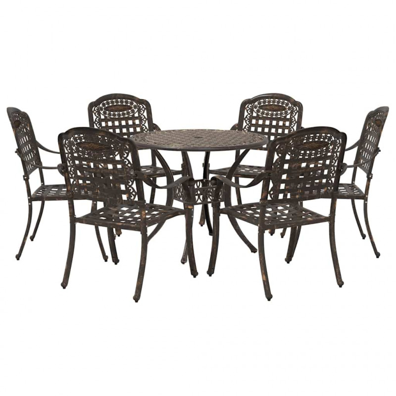 Zestaw do jadalni w ogrodzie 7 pcs kolor bronzu Aluminium