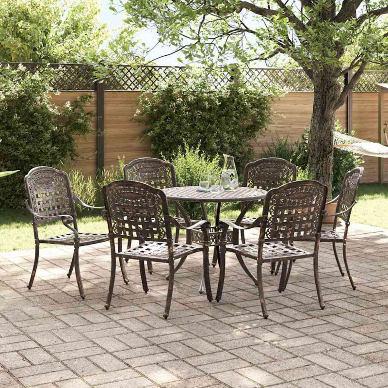 Zestaw do jadalni w ogrodzie 7 pcs kolor bronzu Aluminium