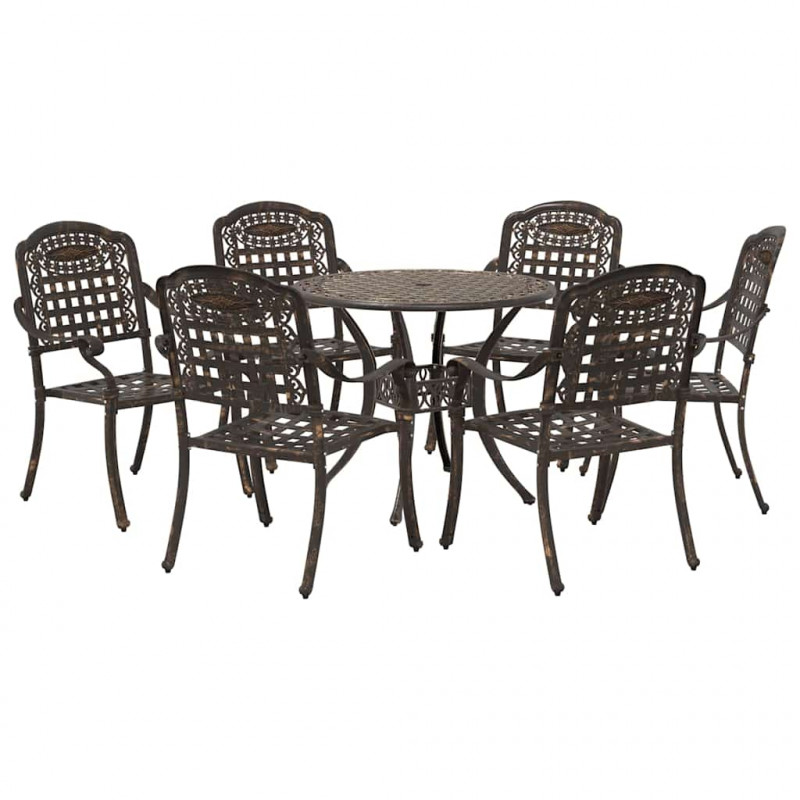 Zestaw do jadalni w ogrodzie 7 pcs kolor bronzu Aluminium