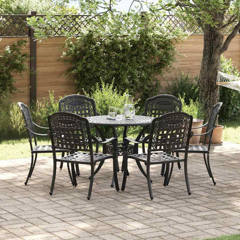 Zestaw do jadalni w ogrodzie 7 pcs Czarny Aluminium