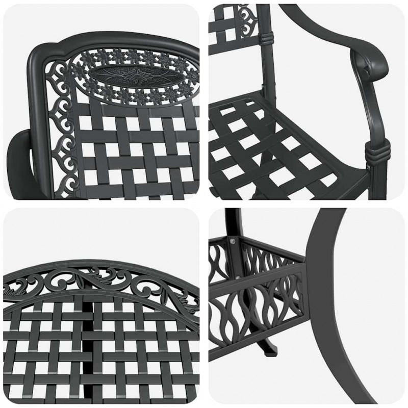 Zestaw do jadalni w ogrodzie 7 pcs Czarny Aluminium