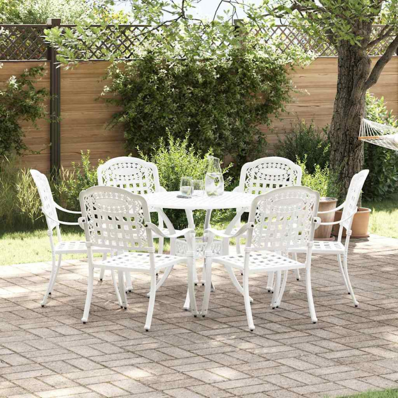 Zestaw do jadalni w ogrodzie 7 pcs Biały Aluminium