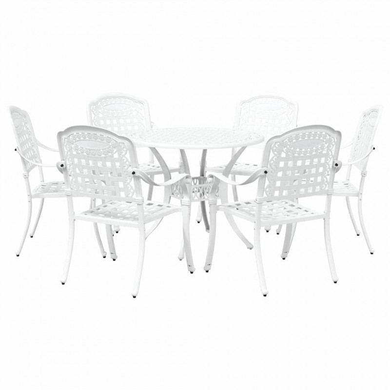 Zestaw do jadalni w ogrodzie 7 pcs Biały Aluminium