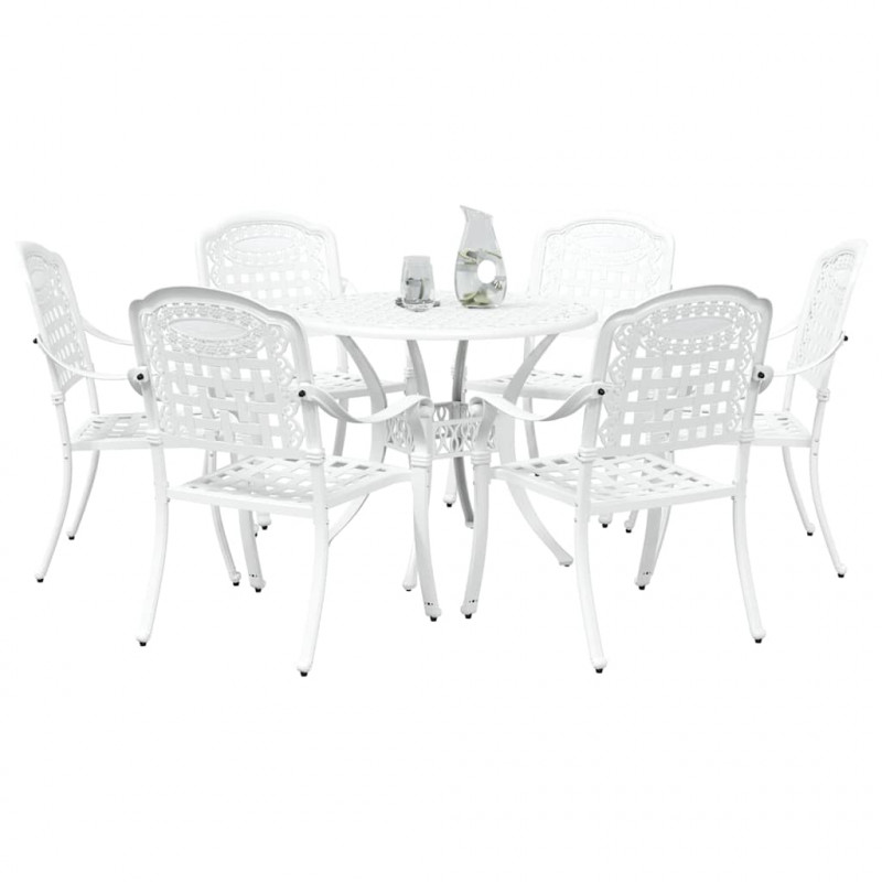 Zestaw do jadalni w ogrodzie 7 pcs Biały Aluminium