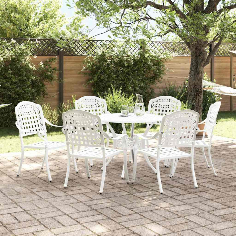 Zestaw do jadalni w ogrodzie 7 pcs Biały Aluminium