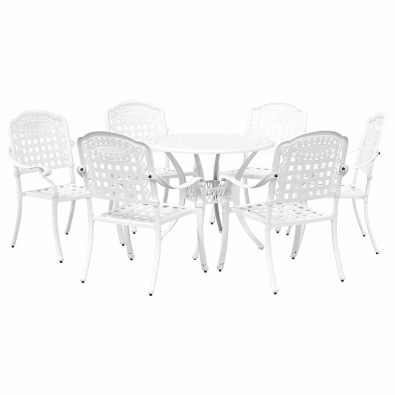 Zestaw do jadalni w ogrodzie 7 pcs Biały Aluminium
