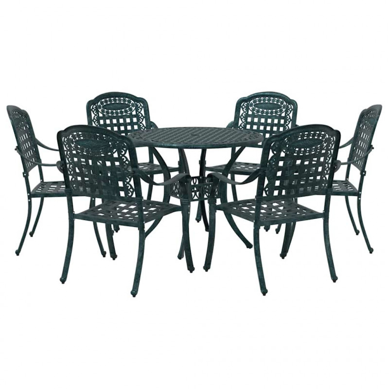 Zestaw do jadalni w ogrodzie 7 pcs Zielony Aluminium