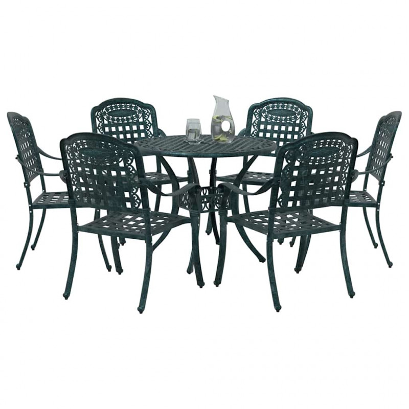 Zestaw do jadalni w ogrodzie 7 pcs Zielony Aluminium