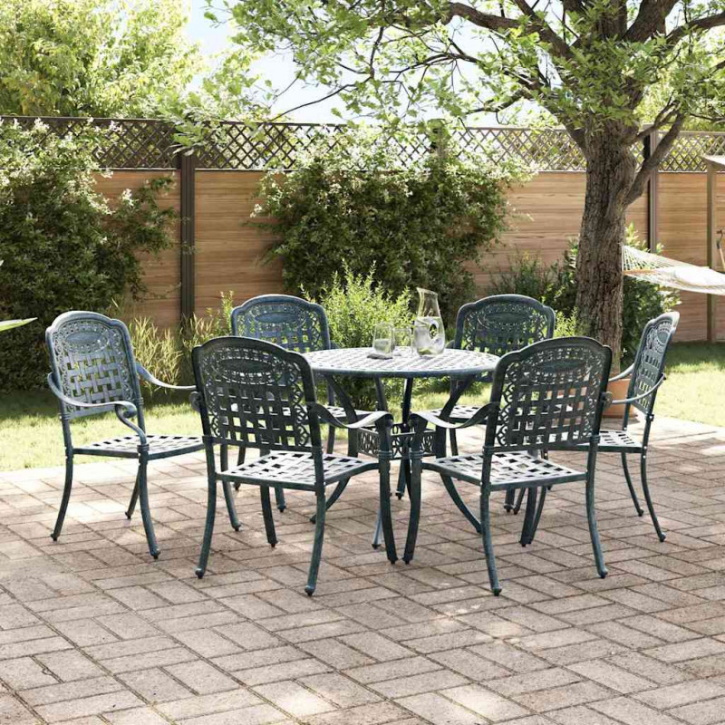 Zestaw do jadalni w ogrodzie 7 pcs Zielony Aluminium