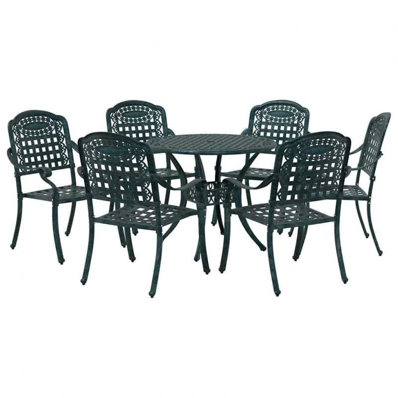 Zestaw do jadalni w ogrodzie 7 pcs Zielony Aluminium