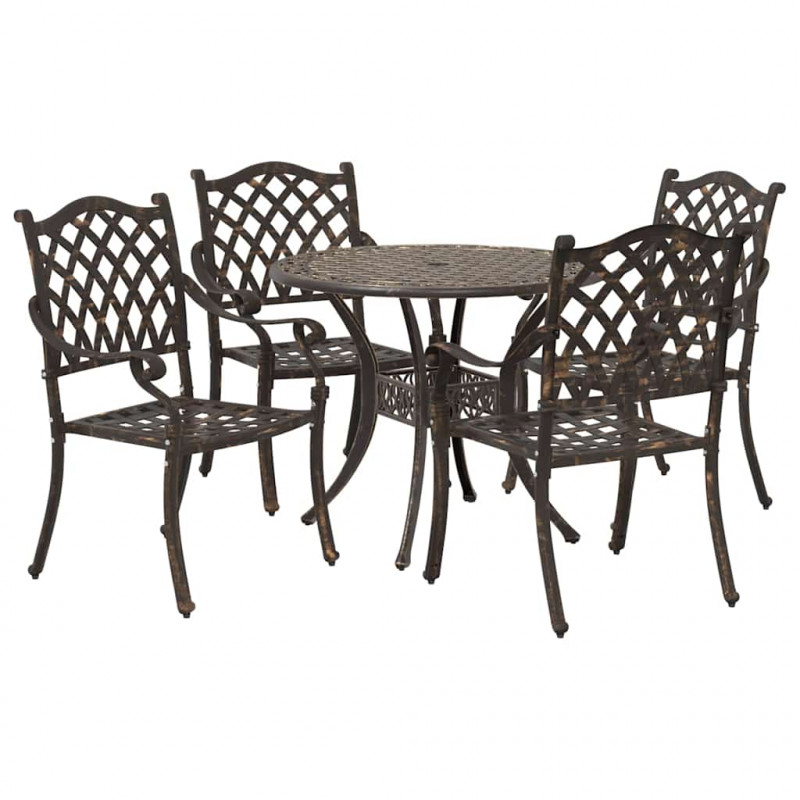 Zestaw do jadalni w ogrodzie 5 pcs kolor bronzu Aluminium