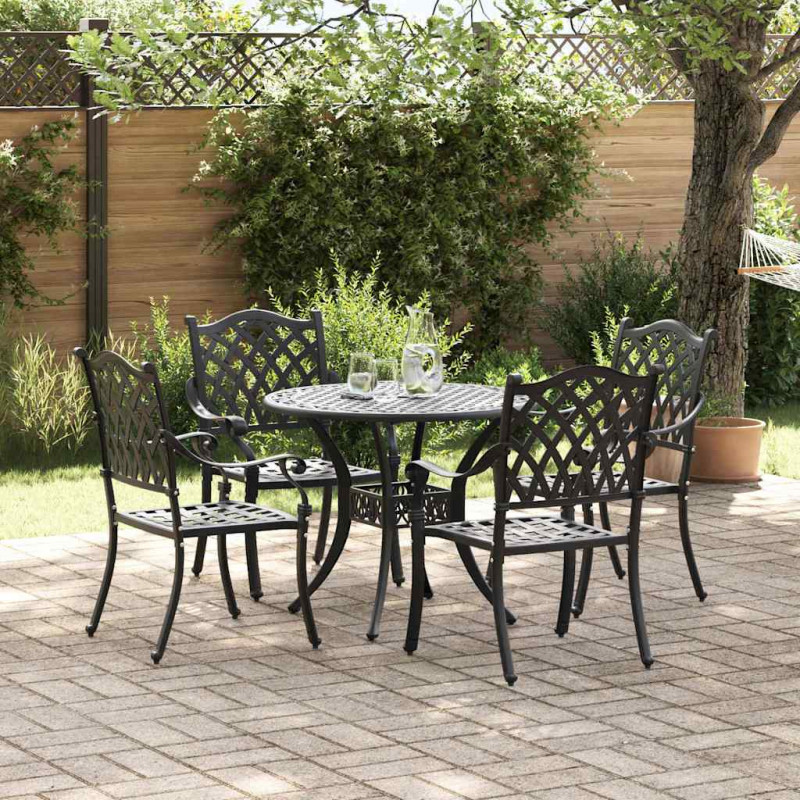Zestaw do jadalni w ogrodzie 5 pcs Czarny Aluminium