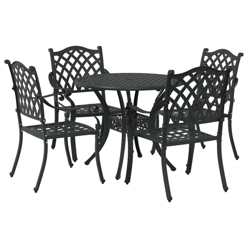 Zestaw do jadalni w ogrodzie 5 pcs Czarny Aluminium